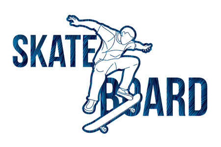 Skateboard Text Font Design Cartoon Graphic Vectorのイラスト素材