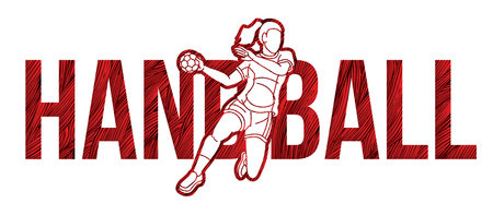 Handball Sport with Female Player and Text Design Cartoon Graphic Vectorのイラスト素材