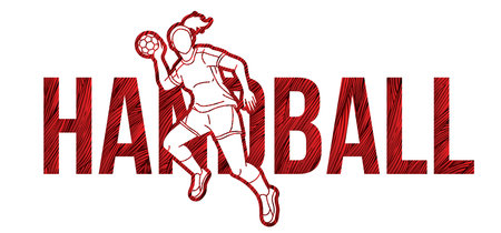 Handball Sport Woman Player Action with Text Cartoon Graphic Vectorのイラスト素材