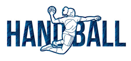 Handball Sport Woman Player Action with Text Cartoon Graphic Vectorのイラスト素材