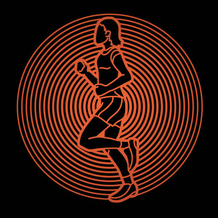 A Woman Start Running Action Marathon Runner Cartoon Female Run Sport Graphic Vectorのイラスト素材