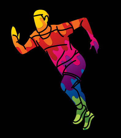 Marathon Runner A Man Running Action Jogging Sport Graphic Vectorのイラスト素材
