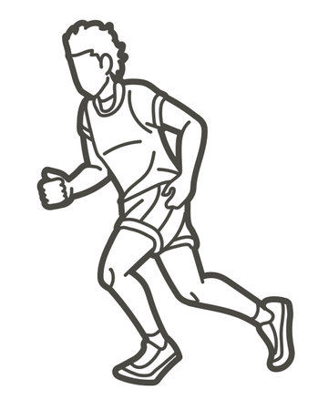 Marathon Runner A Man Running Action Jogging Sport Graphic Vectorのイラスト素材