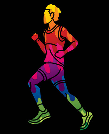 Marathon Runner A Man Running Action Jogging Sport Graphic Vectorのイラスト素材