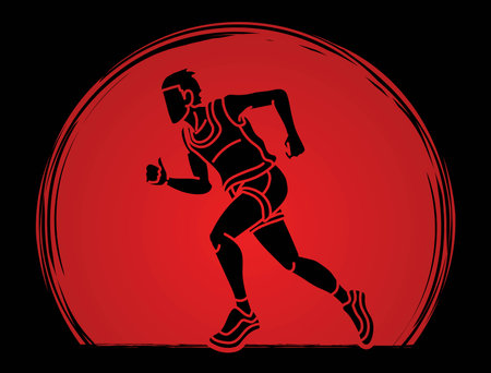 Marathon Runner A Man Running Action Jogging Sport Graphic Vectorのイラスト素材
