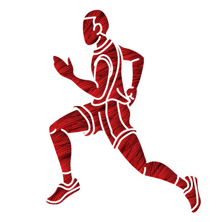 Marathon Runner A Man Running Action Jogging Sport Graphic Vectorのイラスト素材