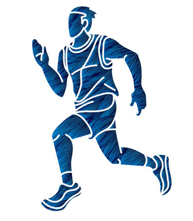 Marathon Runner A Man Running Action Jogging Sport Graphic Vectorのイラスト素材