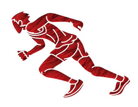 Marathon Runner A Man Running Action Jogging Sport Graphic Vectorのイラスト素材