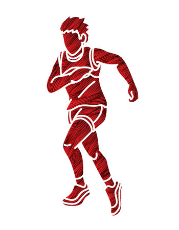 A Boy Start Running Action Sport Graphic Vectorのイラスト素材