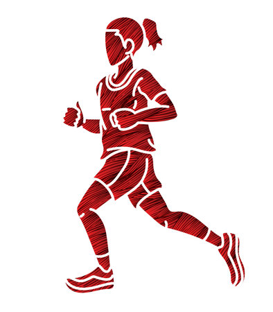 A Girl Start Running Action Sport Graphic Vectorのイラスト素材