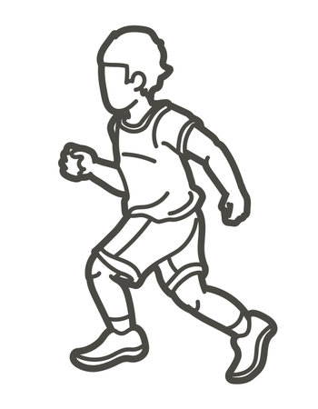 A Boy Start Running Action Sport Graphic Vectorのイラスト素材