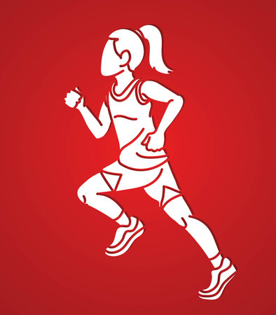 A Girl Start Running Action Sport Graphic Vectorのイラスト素材