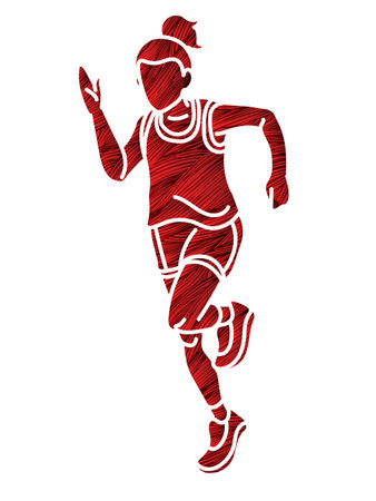 A Girl Start Running Action Sport Graphic Vectorのイラスト素材
