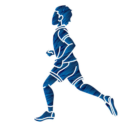A Boy Start Running Action Sport Graphic Vectorのイラスト素材