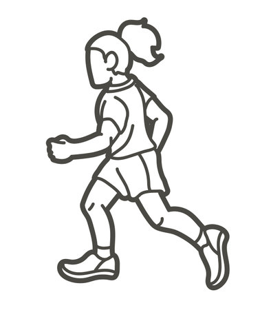 A Girl Start Running Action Sport Graphic Vectorのイラスト素材