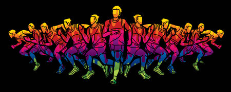 Men Runner Mix Action Marathon Running Sport Cartoon Graphic Vectorのイラスト素材