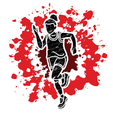 A Girl Start Running Action Cartoon Sport Graphic Vectorのイラスト素材