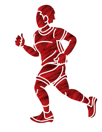 A Boy Start Running Action Cartoon Sport Graphic Vectorのイラスト素材