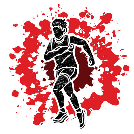 A Boy Start Running Action Cartoon Sport Graphic Vectorのイラスト素材