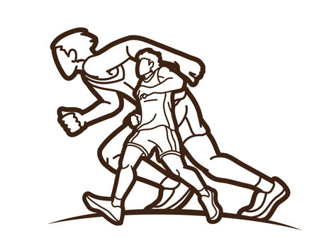 Group of People Running Action Marathon Runner Cartoon Sport Graphic Vectorのイラスト素材