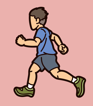 A Boy Running Action Movement Cartoon Sport Graphic Vectorのイラスト素材