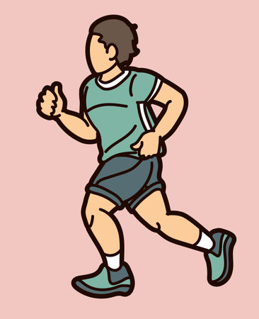 A Boy Running Action Movement Cartoon Sport Graphic Vectorのイラスト素材