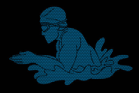 Swimming Sport A Male Swimmer Action Cartoon Graphic Vectorのイラスト素材