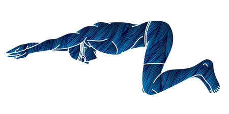 Swimming Sport A Male Swimmer Action Cartoon Graphic Vectorのイラスト素材