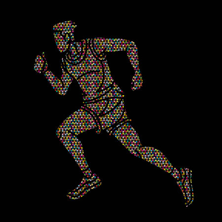 A Man Running Action Marathon Runner Start Running  Movement  Cartoon Sport Graphic Vectorのイラスト素材