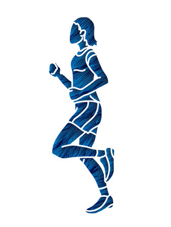 Marathon Runner A Woman Start Running Action Cartoon Sport Graphic Vectorのイラスト素材