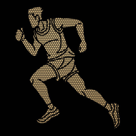 Running Action Movement Marathon Runner A Man Start Running Cartoon Sport Graphic Vectorのイラスト素材