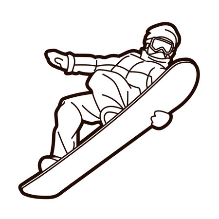 Snowboard Sport Snowboarder Action Cartoon Graphic Vectorのイラスト素材