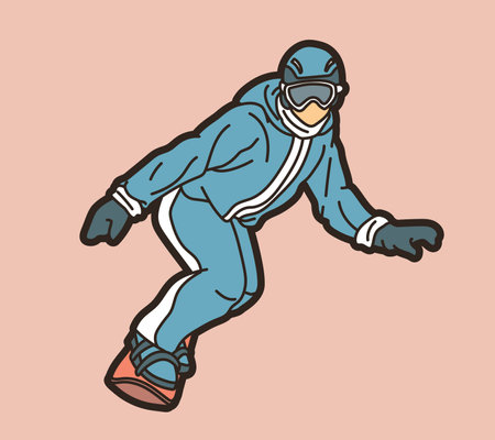 Snowboard Player Action Snowboarder Cartoon Sport Graphic Vectorのイラスト素材