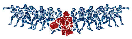 Group of Fighter Boxing Sport Boxer Fighting Battle Action Cartoon Graphic Vectorのイラスト素材