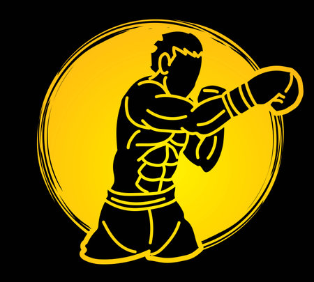 Boxing Sport Boxer Fighting Action Fighter Cartoon Graphic Vectorのイラスト素材