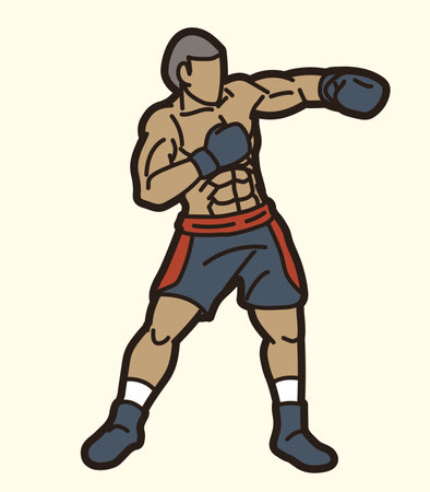 Martial Art Boxing Sport Fighter Action Kickboxing Muay Thai Cartoon Graphic Vectorのイラスト素材