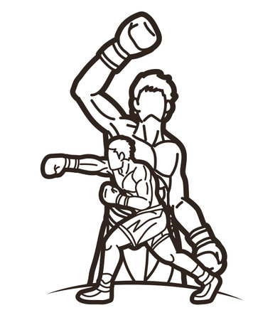 Group of Boxer Boxing Sport Mix Kickboxing Action Cartoon Graphic Vectorのイラスト素材