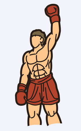 Boxing Sport Kickboxing Muay Thai  Boxer Action Cartoon Graphic Vectorのイラスト素材
