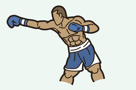 Boxing Sport Kickboxing Muay Thai  Boxer Action Cartoon Graphic Vectorのイラスト素材