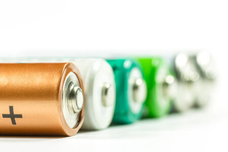 batteries on white backgroundの写真素材