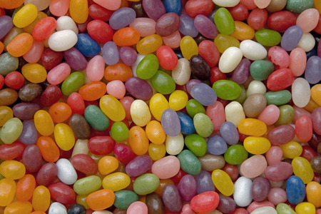 a selection of multi-colored jelly beansの写真素材