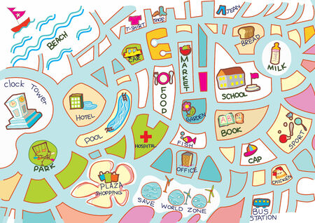 Map for kid activity, toy, accessary, item colorfulのイラスト素材