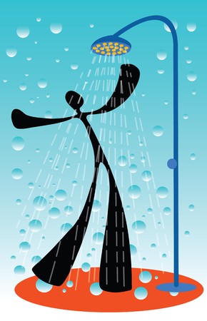 man take a shower au lal la..so cool take him very to be cheery.のイラスト素材