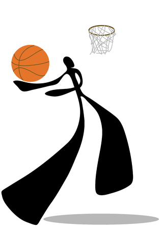 Shadow man basketball shooting cartoon design sport symbol.のイラスト素材
