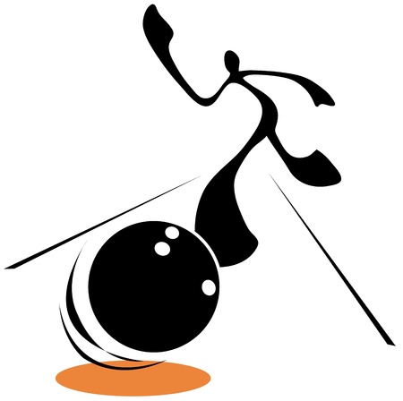 Shadow man playing bowling shooting in line way.のイラスト素材