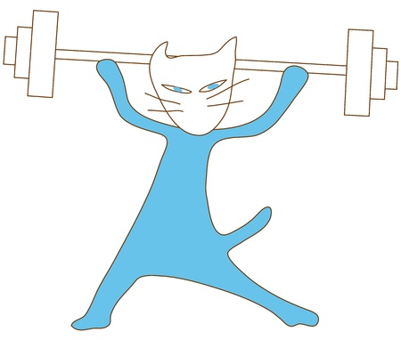 Cat sport game to play weight one man show so strong のイラスト素材