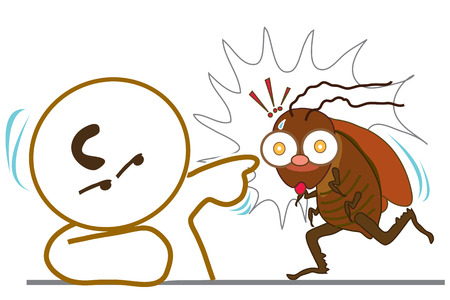 Man point to Cockroach Stop walkのイラスト素材
