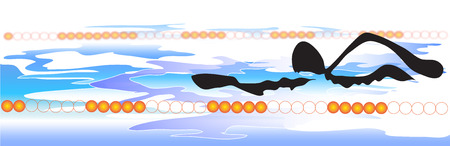 Shadow man design for Swimming in pool background winter sport for symbol banner logo patternのイラスト素材