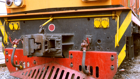Hook front of the classic steam train parking waiting for running in the photo have left and right...