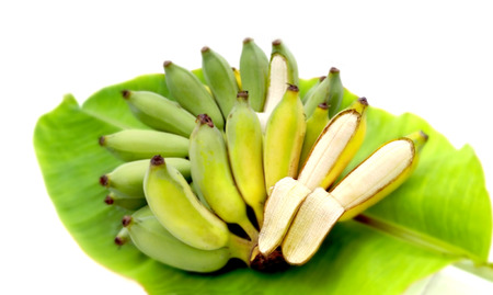 Banana two group have 3 pieces are peel zoom in show inside only design computer graphic blur around and all on the fresh leave in plant.の写真素材